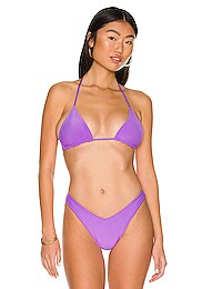 Frankies Bikinis Sky Ribbed Bikini Top In Pink Punch Revolve