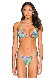 Luli Fama Triangle Bikini Top In Wild Waters Revolve