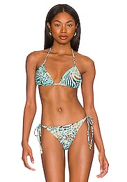 Luli Fama Triangle Bikini Top In Wild Waters Revolve