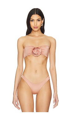 Indah Cosette Rose Bandeau Bikini Top In Coffee Cream Revolve