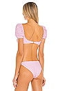 CAROLINE CONSTAS Skyros Bikini Top In Blush Gingham REVOLVE