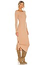 Michael Costello X Revolve Long Sleeve Tied Hem Midi Dress In Nude Revolve