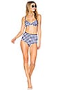 Solid Striped The Brigitte Bikini Top In Navy Gingham Revolve