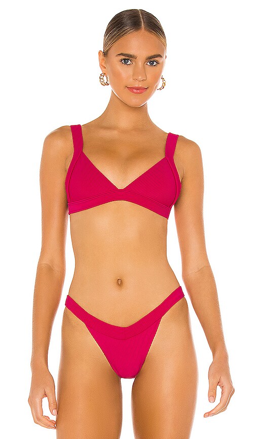 Frankies Bikinis Georgia Ribbed Bikini Top In Rosewood REVOLVE