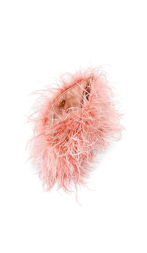 zelda mini feathered baguette crossbody clutch in antique rose