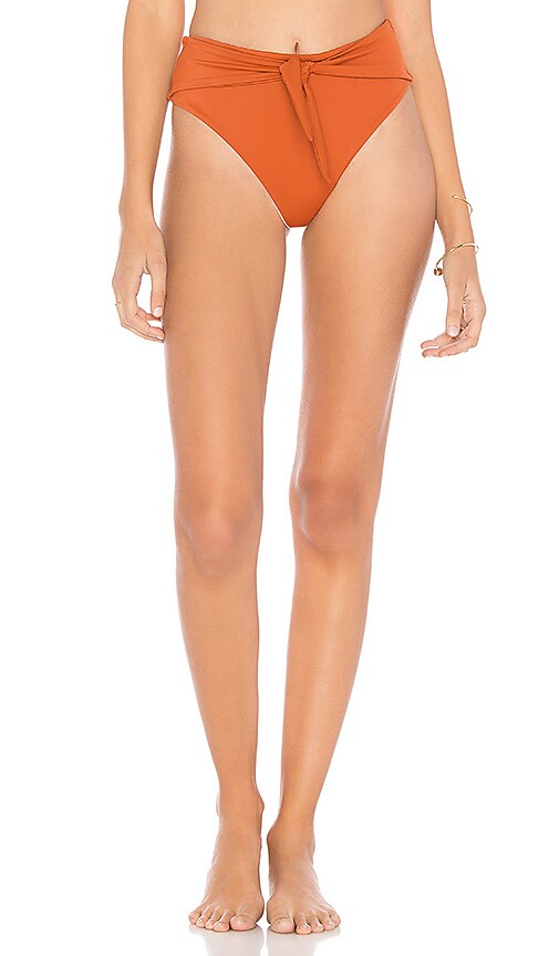 Skye Staghorn Tie Up High Waist Bikini Bottom In Clay Revolve