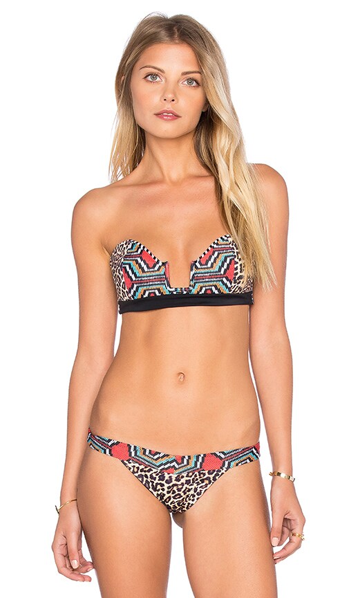 Skye Staghorn Maasai Strapless Bikini Top In Leopard Multi Revolve