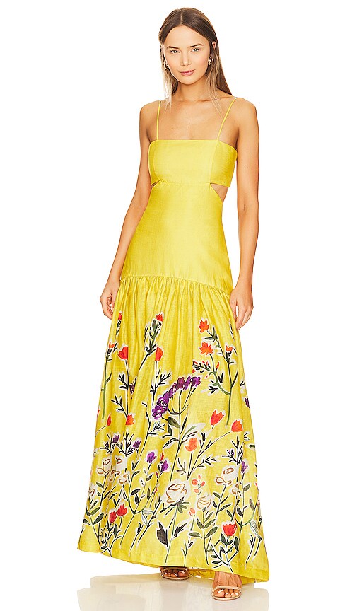 SILVIA TCHERASSI Shannon Maxi Dress In Golden Wildflower REVOLVE