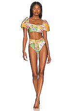 Agua Bendita X Revolve Calista Bikini Top In Mango Floral Revolve