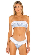 Caroline Constas Kacia Bikini Top In Blue Thin Stripe Revolve