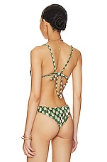 Caroline Constas Stacia Bikini Top In Green Spot Palm Revolve