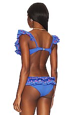 Caroline Constas Anastasia Bikini Top In Blue Multi Embroidery Revolve