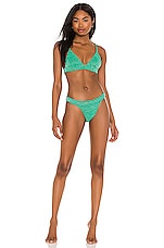 Frankies Bikinis Claire Terry Lurex Bikini Top In Mistletoe Green REVOLVE