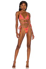 Frankies Bikinis Tia Terry Bikini Bottom In Hibiscus Honey Print Revolve