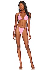 Frankies Bikinis Tia Ribbed Bikini Top In Distorted Pink Revolve