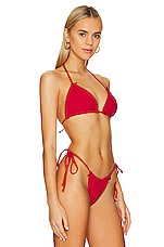 Frankies Bikinis Tia Ribbed Bikini Top In Crimson REVOLVE