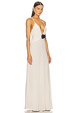 Helsa Sheer Deep V Long Slip Dress In Cream REVOLVE