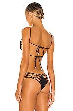 Indah Todos Smocked Diamond Bikini Top In Black Revolve