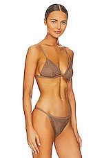 Simkhai Joelle Crystal Mesh Swimwear Triangle Bikini Top In Caraway