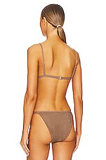 Simkhai Joelle Crystal Mesh Swimwear Triangle Bikini Top In Caraway