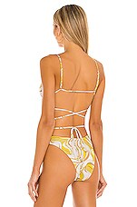 Monica Hansen Beachwear Vintage Chic Bikini Top In Yellow Abstract