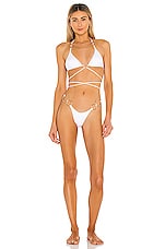 Monica Hansen Beachwear Girl On Fire Bikini Top In White Revolve