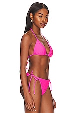 Milly Cabana Textured Triangle Bikini Top In Neon Pink Revolve