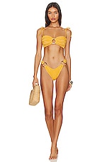 Montce Swim Tori Ties Bandeau Bikini Top In Sun Sparkle Revolve