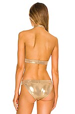 Norma Kamali Cross Halter Bikini Top In Gold Revolve