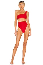 Nookie High Waisted Bikini Bottom In Red Rib REVOLVE