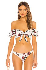 SAME Ruffle Sleeve Bikini Top In Cream Rose REVOLVE