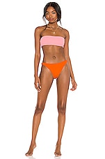 Solid Striped Annabelle Reversible Bikini Top In Papaya Revolve