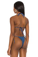 VDM Marley Reversible Bikini Top In Metallic Deep Blue Matte Deep