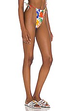 Weworewhat Ruched String Bikini Bottom In Abstract Floral Pearl Multi