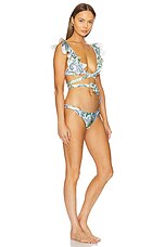 Zimmermann Ottie Wrap Ruffle Bikini In Green Paisley Revolve