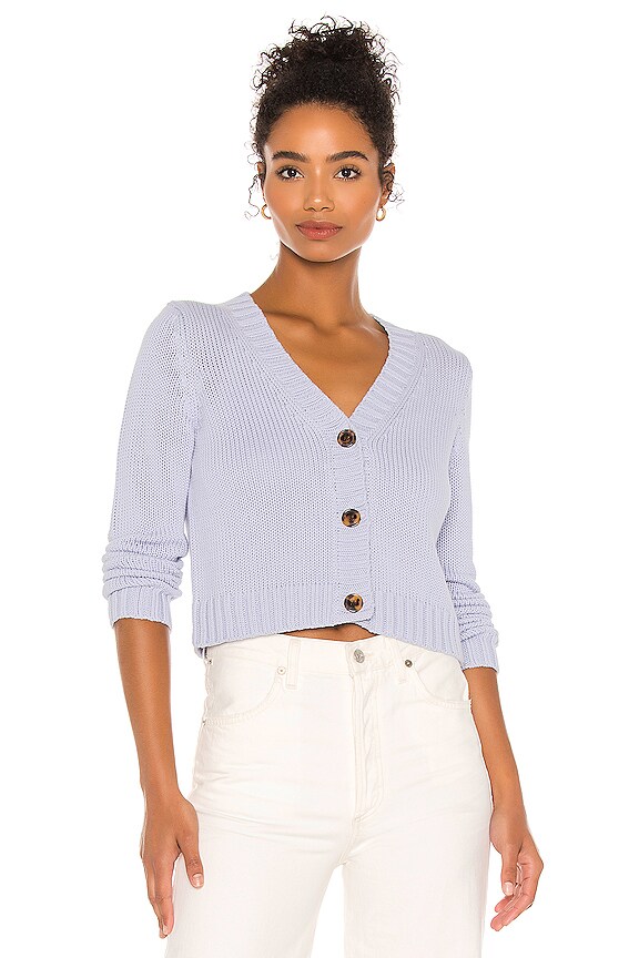 525 Cropped V Neck Cardigan In Ice Blue REVOLVE