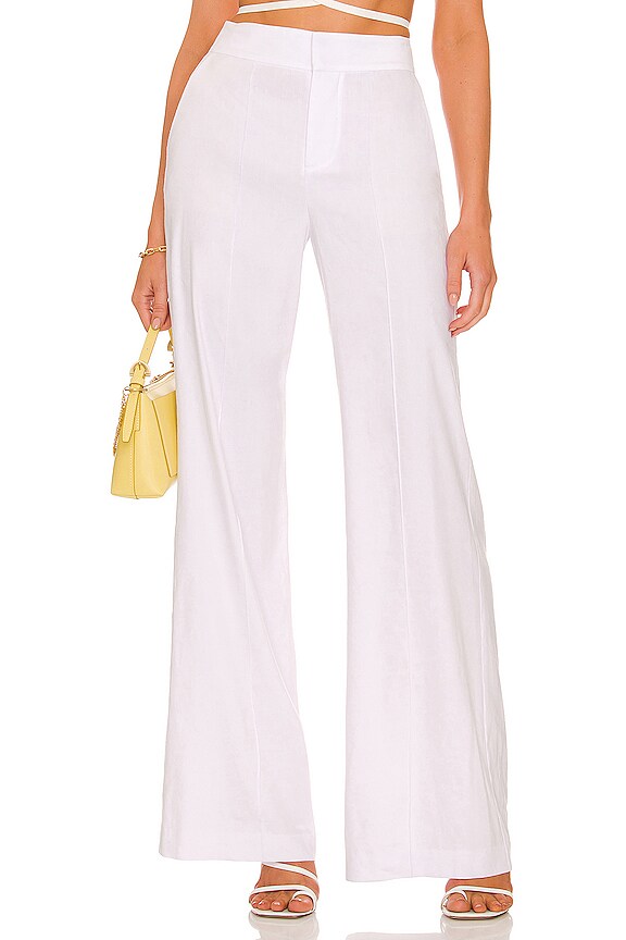 Alice Olivia Dylan Wide Leg Pant In White REVOLVE