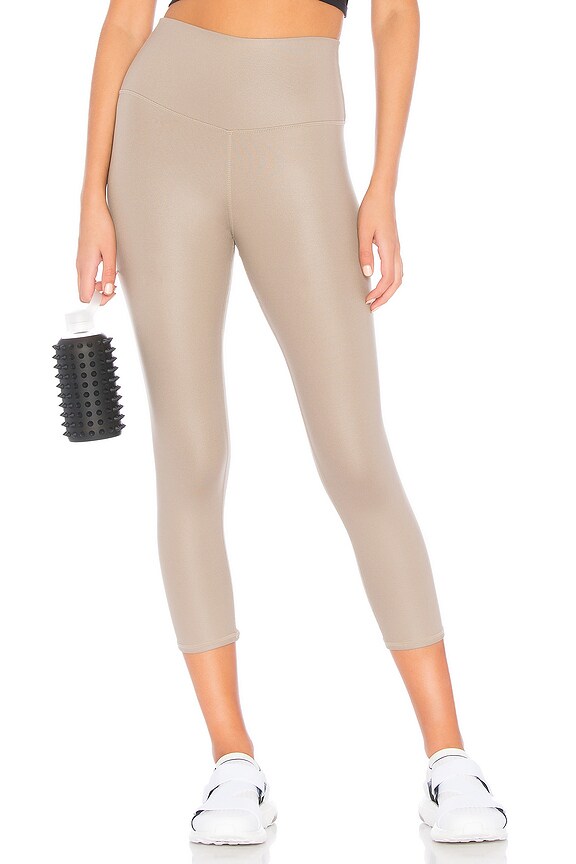 Alo High Waist Airbrush Capri In Gravel Glossy REVOLVE