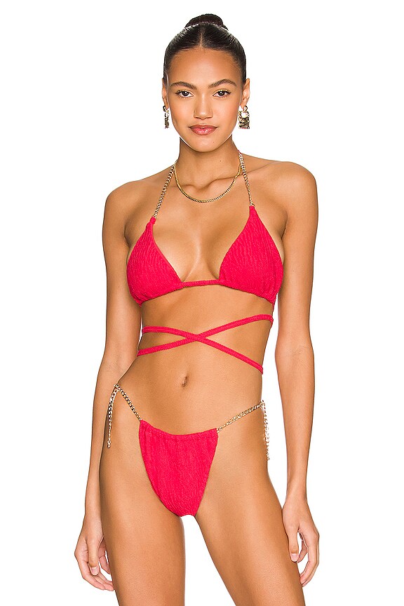 Beach Bunny Brooklyn Tri Bikini Top In Red Revolve