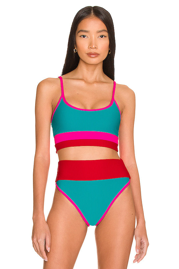 Beach Riot Eva Bikini Top In Cabana Colorblock Revolve