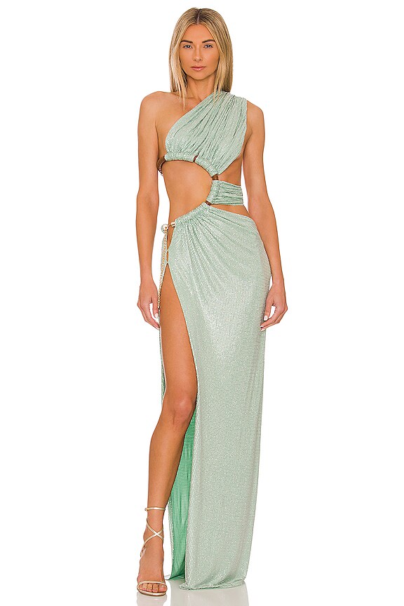 Bronx And Banco Jamila Diamond Gown In Mint Revolve