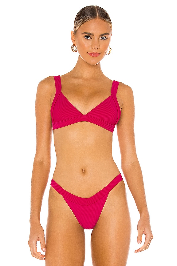 Frankies Bikinis Georgia Ribbed Bikini Top In Rosewood REVOLVE