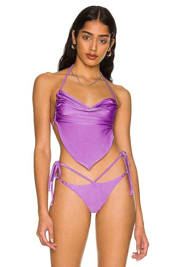 Frankies Bikinis Indy Satin Bikini Top In Violet Revolve