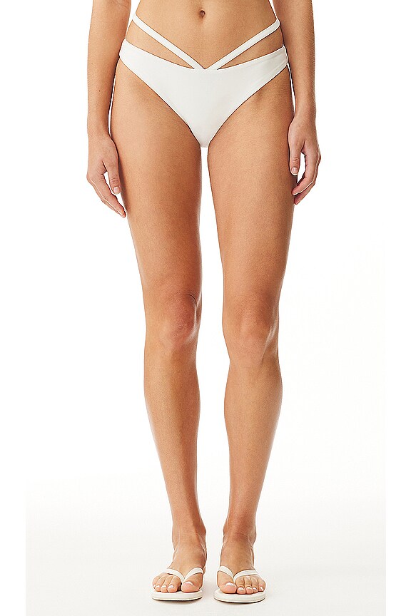 Simkhai Emmalynn Solid Strappy Bikini Bottom In White Revolve