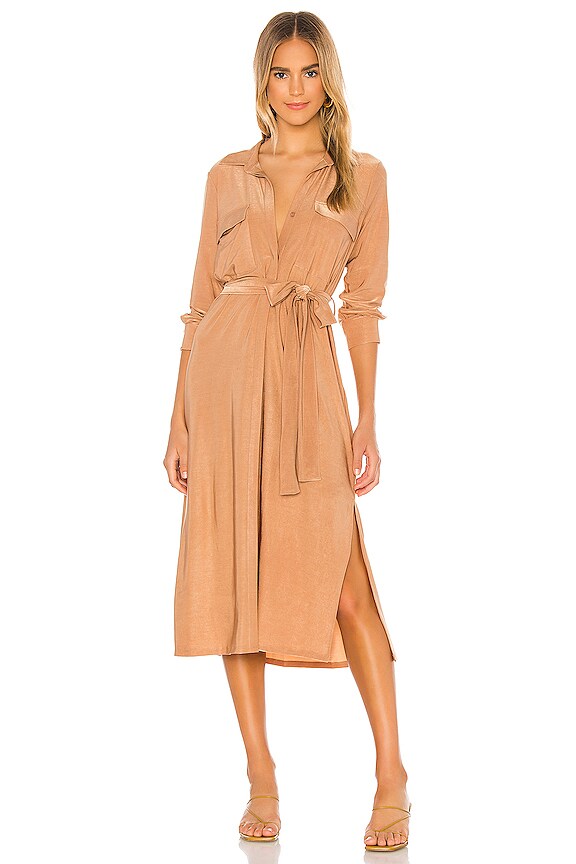 L AGENCE Rivi Long Shirt Dress In Nude REVOLVE