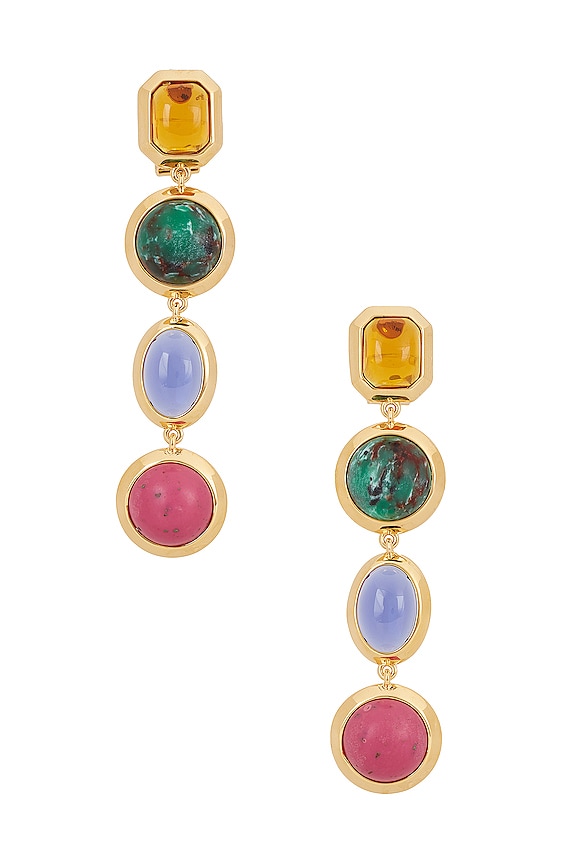 Lele Sadoughi Bezel Jewel Linear Earrings In Glass Rainbow REVOLVE