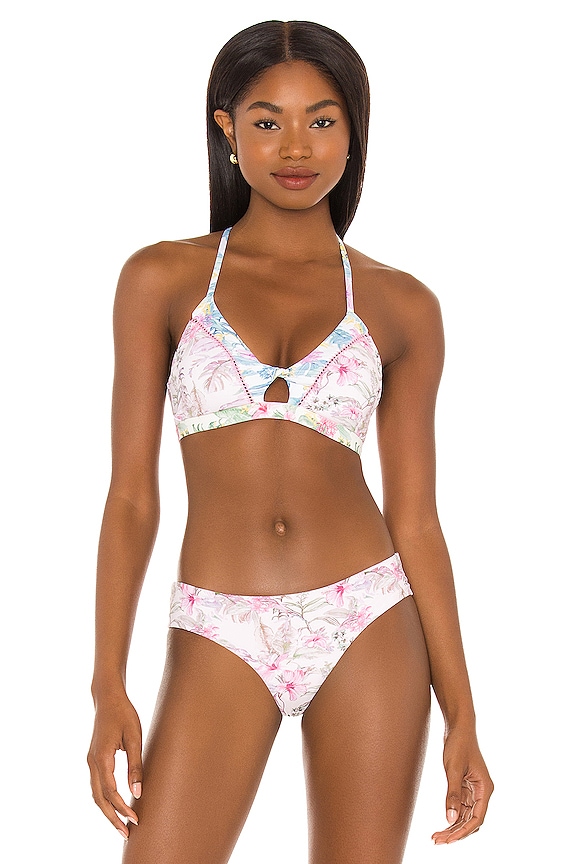 LoveShackFancy X Hurley Hawaiian Hibiscus Twist Front Bikini Top In