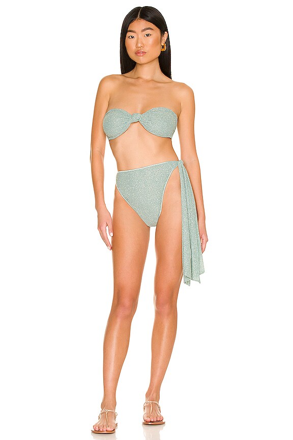 Oseree Shine Knotted Bikini Set In Crystal Revolve