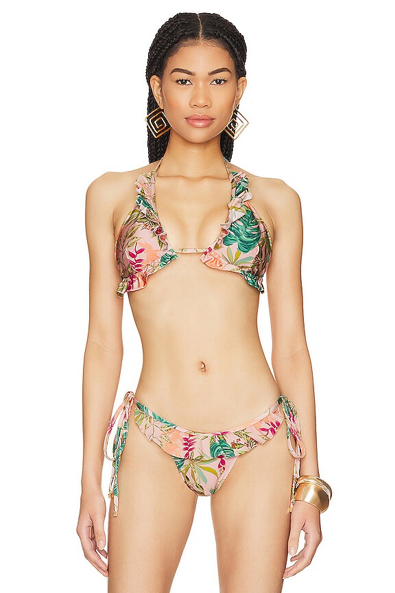 Patbo Tropicalia Ruffle Bikini Top In Harbour Pink Revolve