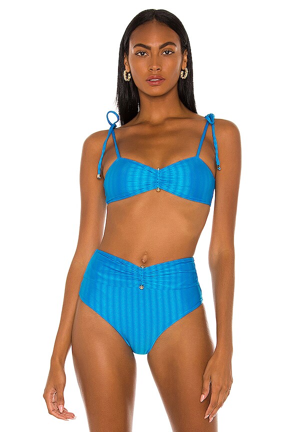 PatBO Tie String Bikini Top In Antibes Blue REVOLVE